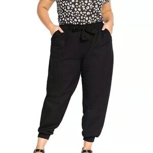 City Chic Relaxed Tie Jogger Pants Black Plus Size Medium NWT